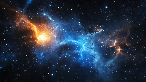 Stellar fire and ice collide in a luminous cosmic river.