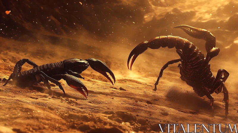 Scorched dusk turns two dueling scorpions into molten armor