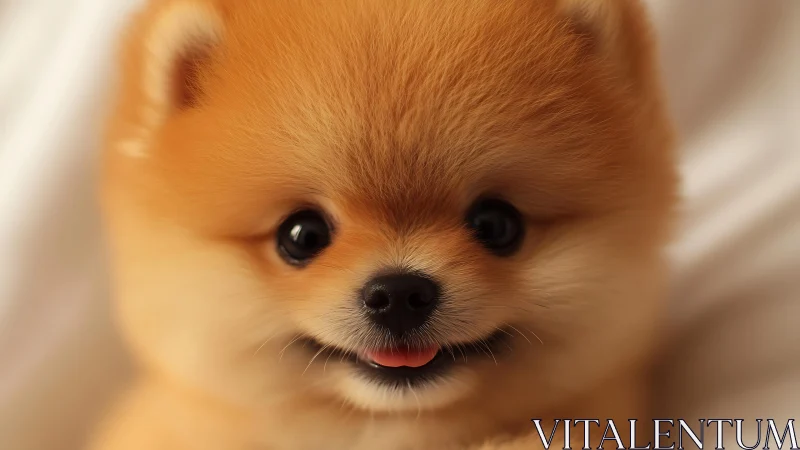High-resolution close portrait of fluffy miniature Pomeranian.