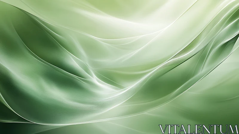 Soft Green Abstract Waves with Gentle Gradient Light Effect.