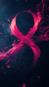 Fluorescent magenta ribbon loop forms dynamic infinity sigil