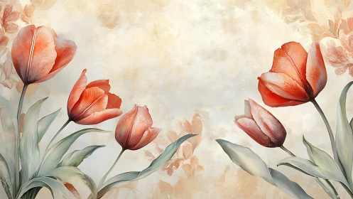 Red tulip floral study with soft bokeh background gradient
