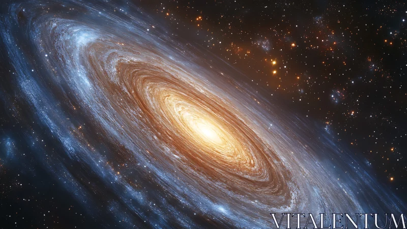 Spiraling galaxy whirls like liquid light across deep space