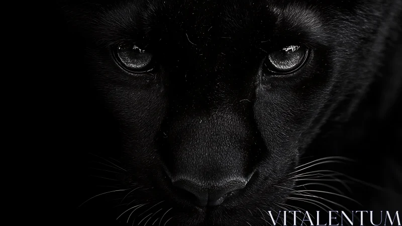 Luminous Eyes in the Darkness. Panther Portrait.
