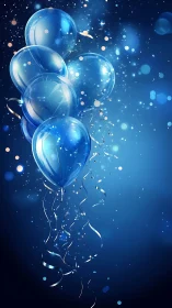 Luminous Blue Balloons Float Through a Starlit Dreamscape.