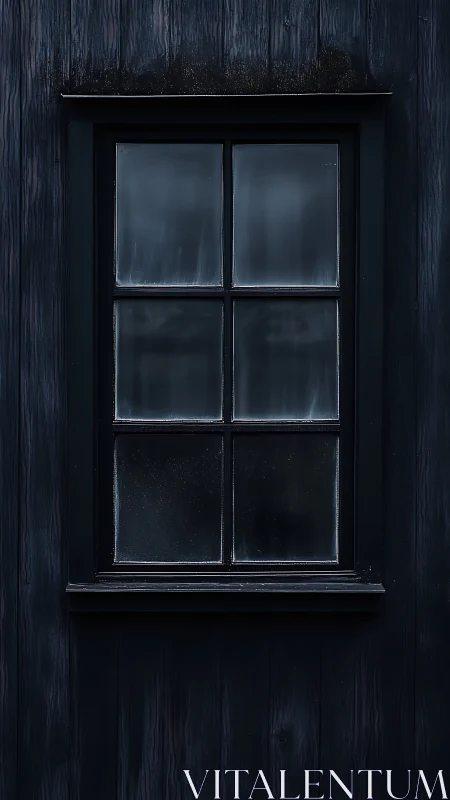 Quiet dark window holding a pocket of nighttime calmness.