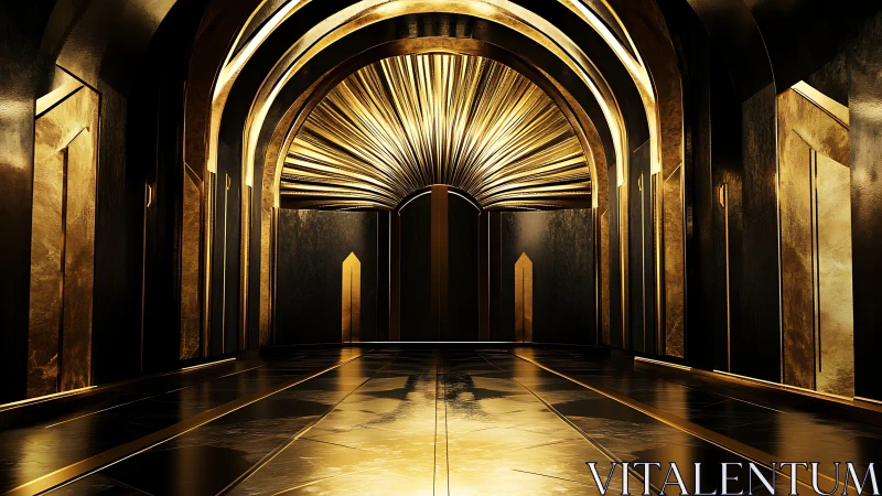 Art Deco Corridor with Radiant Sunburst Vault.