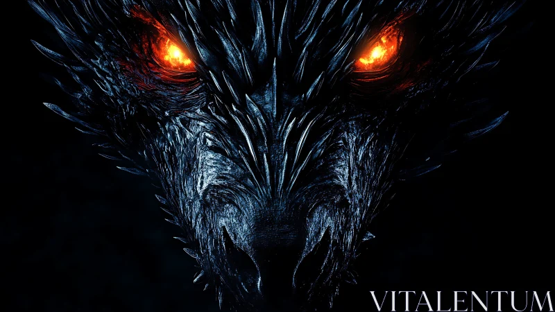 Infernal dragon visage carved from midnight flame and steel.