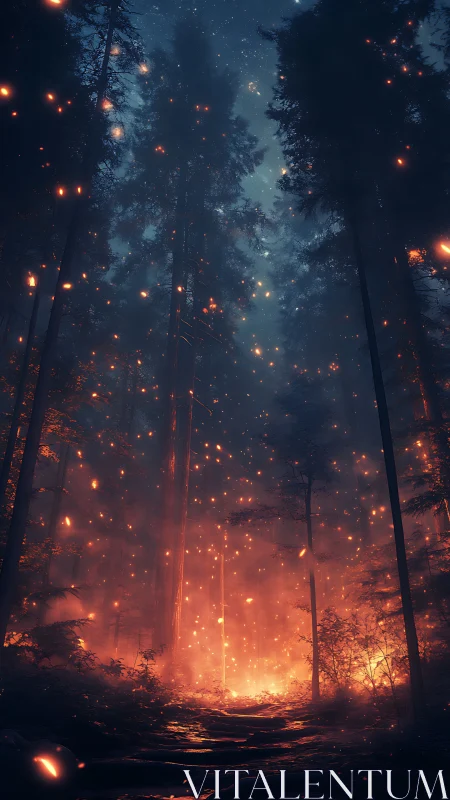 Wildfire Cathedral: Where Embers Dance Beyond Towering Pines