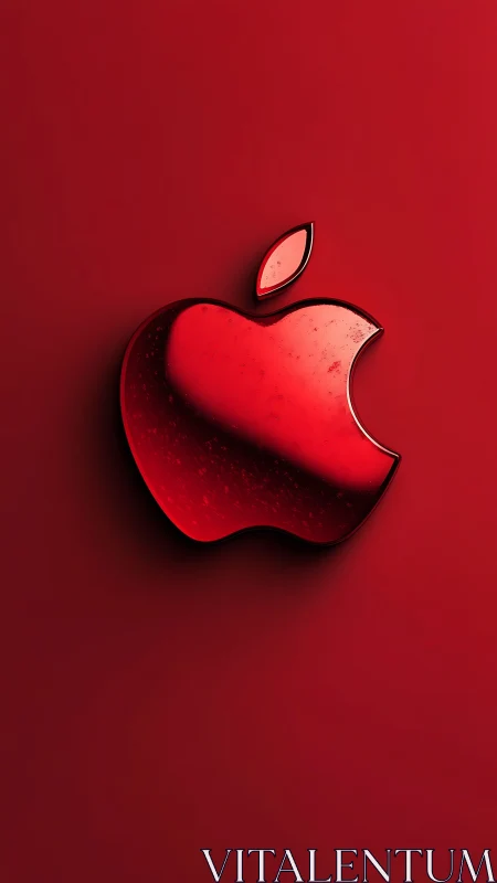 Glossy red apple-shaped emblem with reflective 3D surface shading