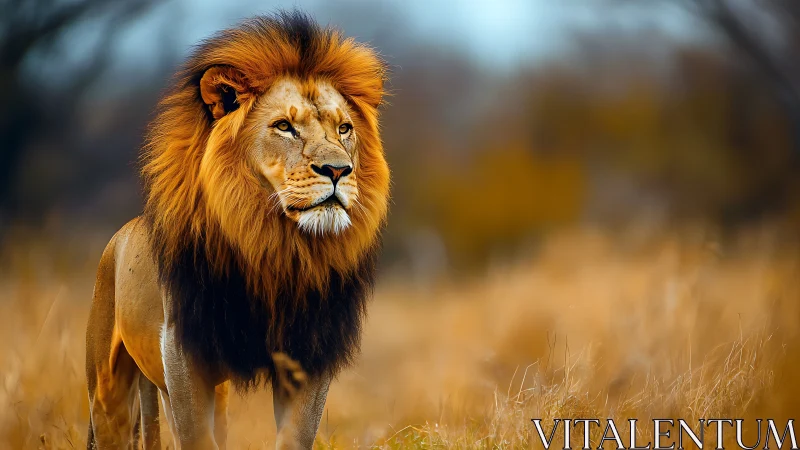Telephoto close-up of male lion with sharp bokeh isolation