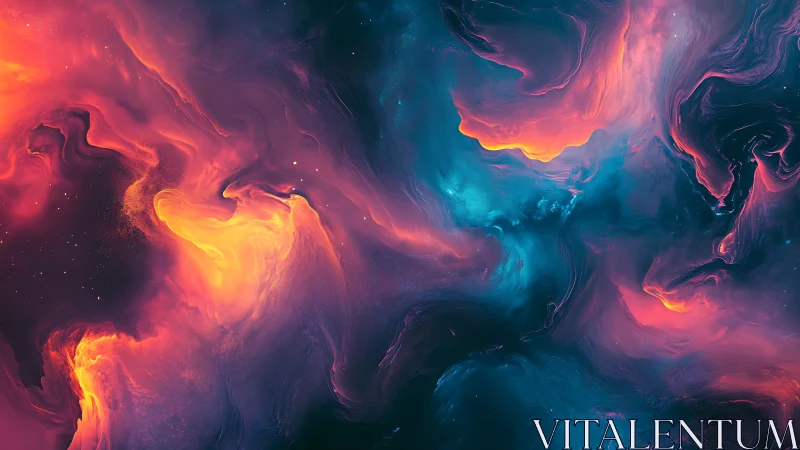 Glowing cosmic clouds swirling in dreamy neon color.