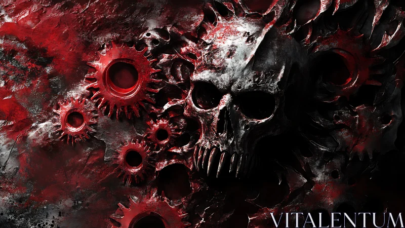 Blood-forged skull engine grinding through shadowed abyss.