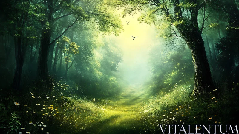 Sunlit Forest Path to Wonder.