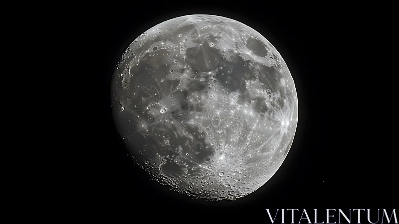 Sharp lunar surface close-up with detailed impact craters.