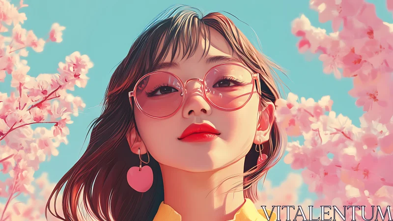 Cherry blossom daydream crowns a girl in rose-tinted light