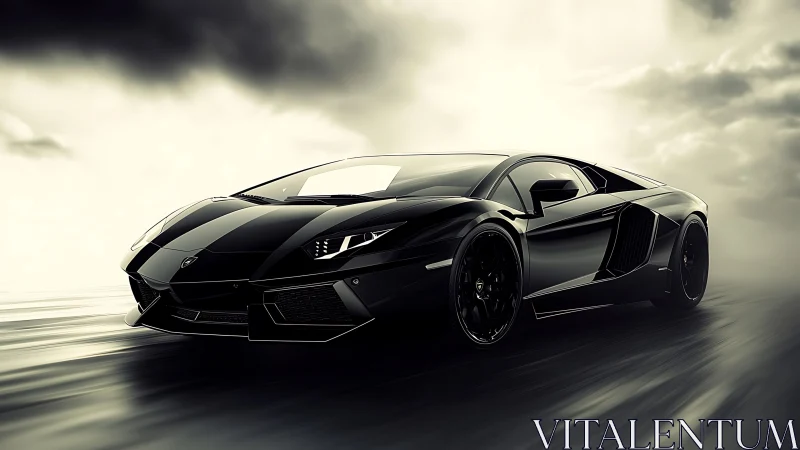 Midnight supercar slices through stormlit asphalt in style