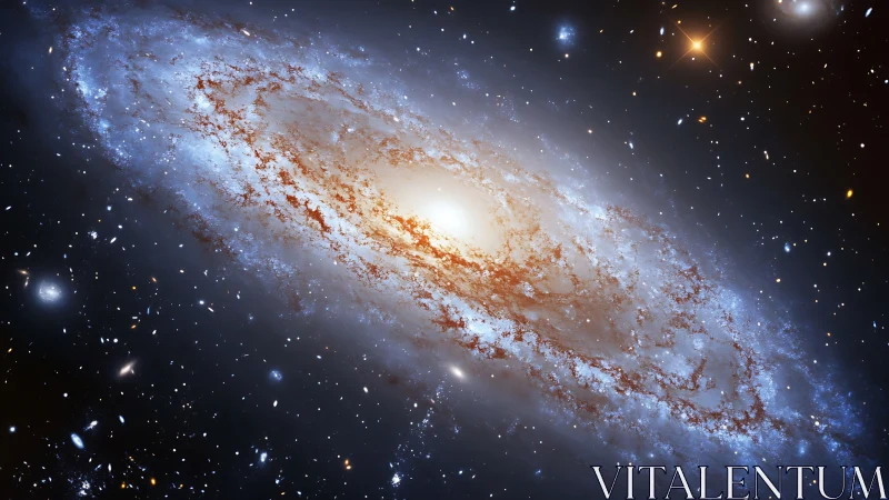 Spiral galaxy is viewed edge-on within a dense star field