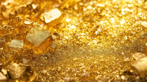 Gold nuggets and granular particles under close magnification.