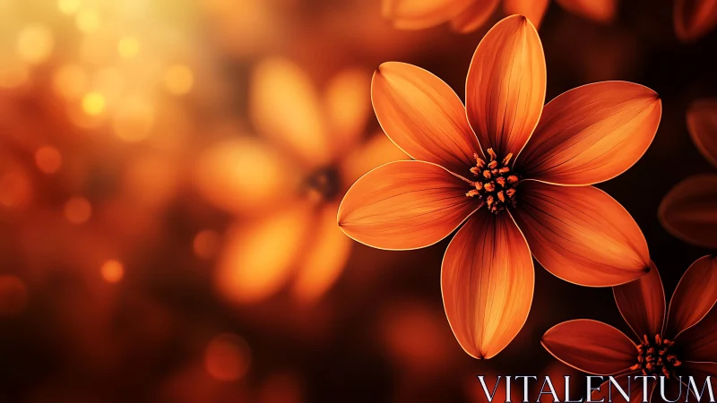 Ember Petals Dance Through Golden Dusk Glow.