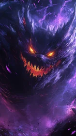 Digital painting of a spectral void demon with luminous core teeth.