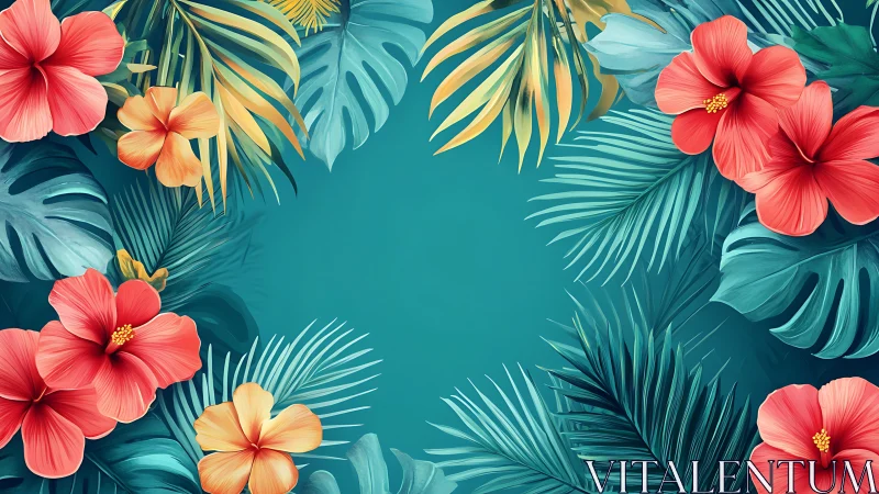 Tropical Blooms Frame a Turquoise Garden Escape