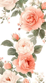 Layered Peony Composition with Soft Coral and Cream Botanical Elements