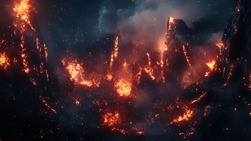 Molten Cliffs Erupt with Incandescent Plasma in Cosmic Void