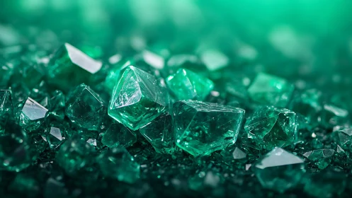 Emerald crystal macro with vivid green light bokeh glow.