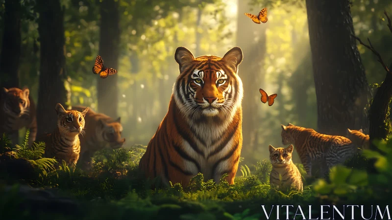 Majestic Tiger's Enchanted Forest Sanctuary.