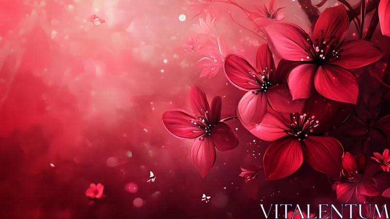 Radiant Red Blossoms Dancing in Dreamy Light.