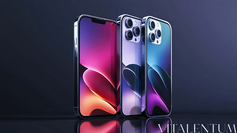 Three Premium Smartphones Showcase Modern Mobile Technology