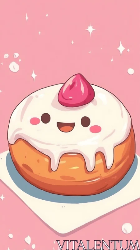 Stylized Pastry Illustration with Anthropomorphic Features.