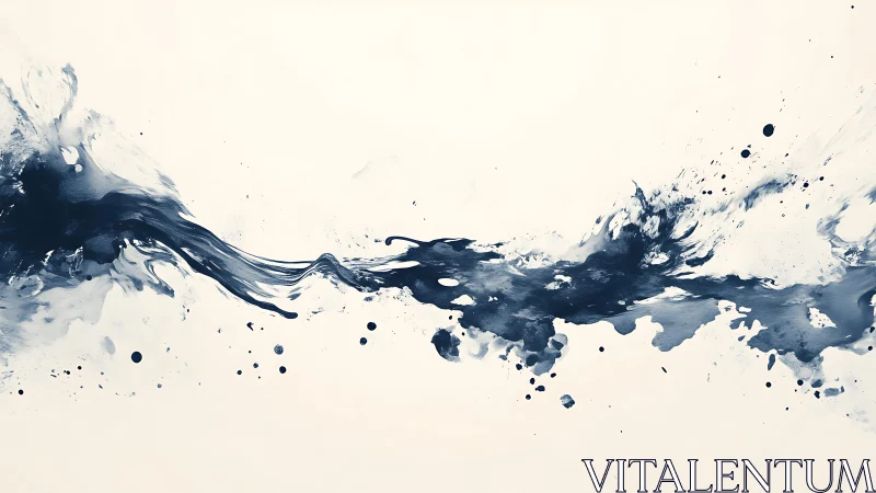 Abstract blue ink splash on white background, modern minimalist art.