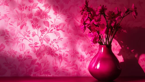 Monochromatic Pink Floral Arrangement with Vivid Silhouette Vase.