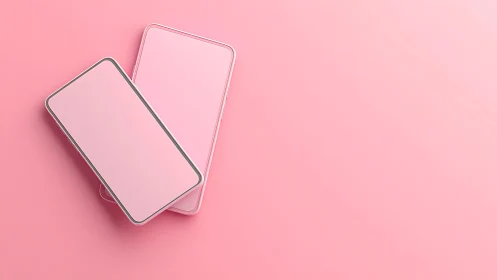 Two transparent smartphone frames positioned on pink background