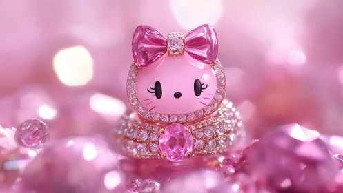 Crystalline Hello Kitty Character With Diamond Embellishments.
