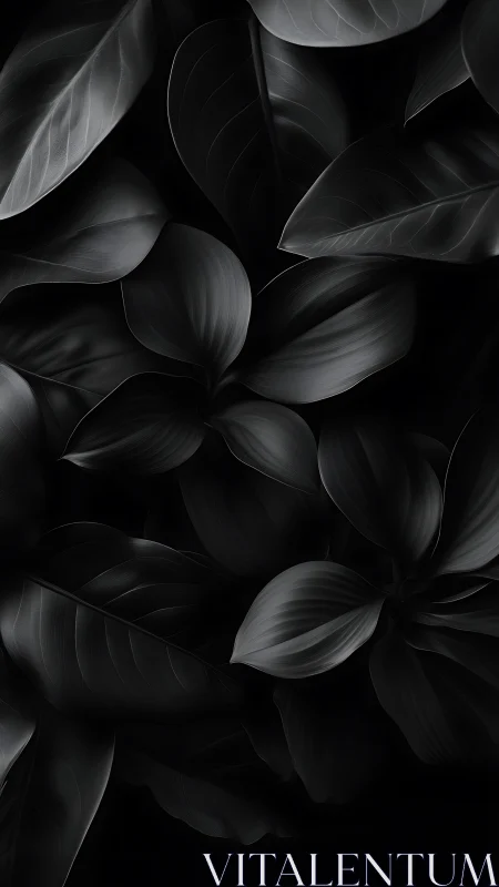 Midnight leaf whispers in soft monochrome calm.