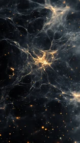 Interconnected luminous filaments in deep dark spatial field.