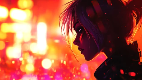 Neon-lit cyberpunk profile renders atmospheric urban isolation