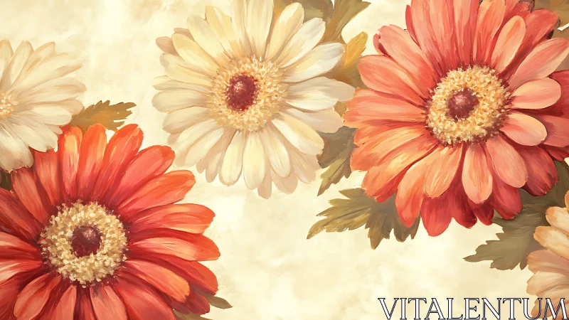 Gerbera Blooms Dance Between Blush Cream and Coral Fire