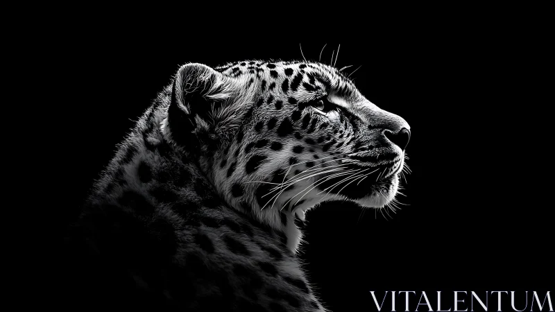 High contrast leopard profile in monochrome low key lighting