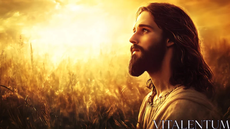 Sunlit wanderer listens to the golden horizon breathe