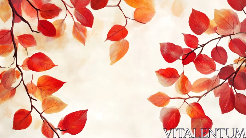 Autumn foliage branches frame negative space with warm gradient