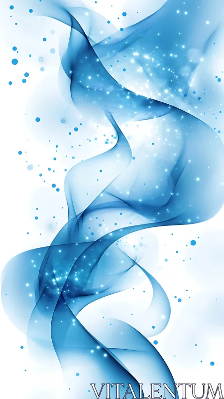 Curved blue light ribbons form dynamic abstract energy stream