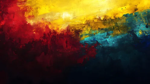 Abstract Colorful Brush Strokes with Bold Red, Yellow, and Blue Palette.
