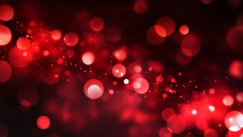 Vibrant Red Bokeh Light Background with Soft Glow Effect.