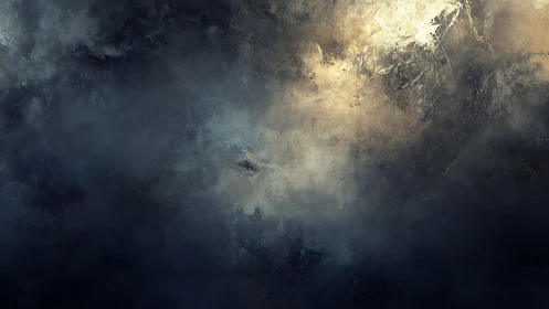 Nocturnal atmospheric cloudscape with diffuse golden light