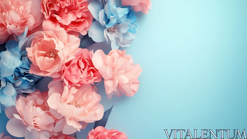Peonies Dreaming in Coral & Aqua Bliss.