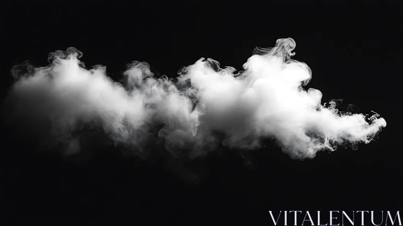 Isolated dense white vapor cloud forms against black background